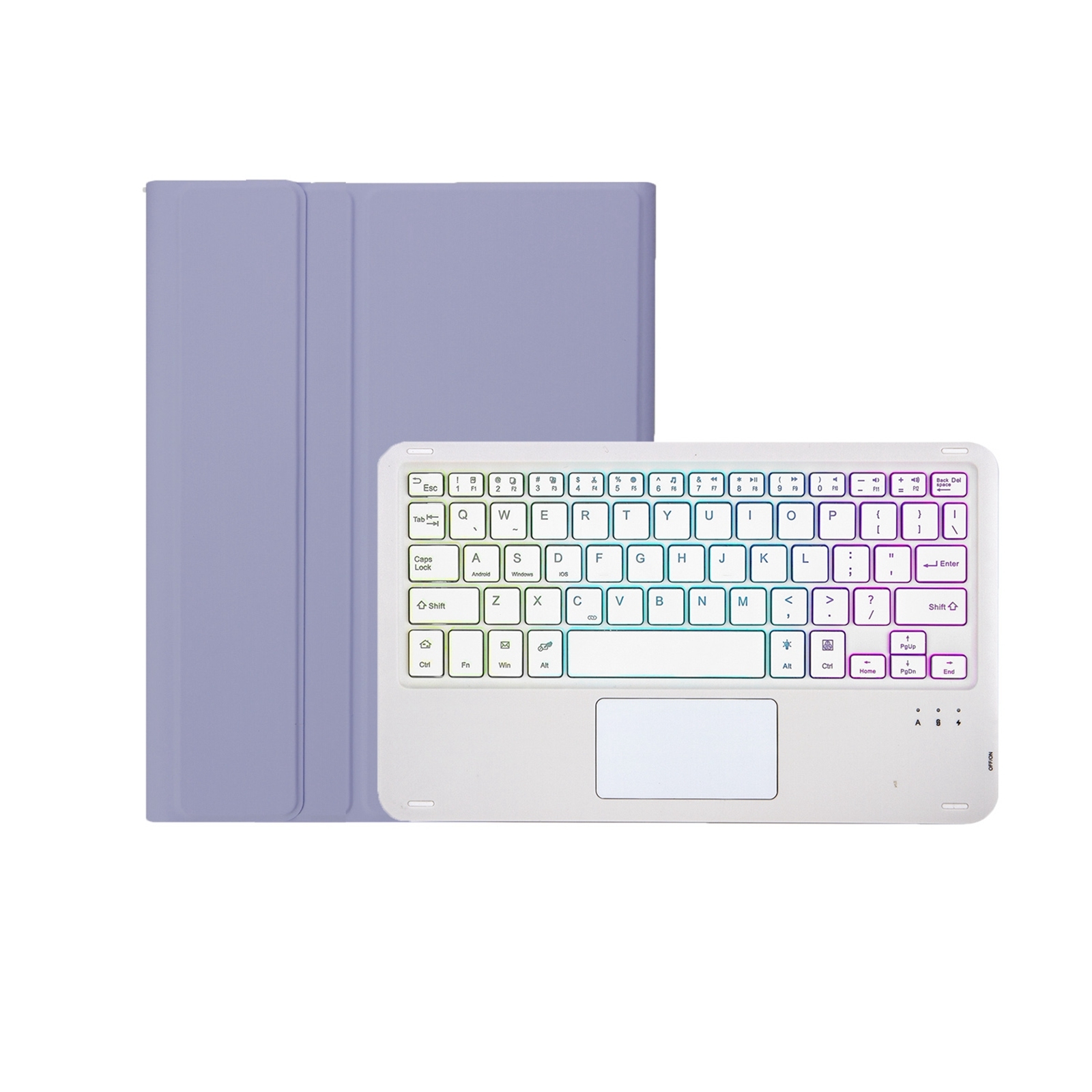 T098B-AS Skin Feel Pen Slot Touch Pad Backlight Bluetooth Keyboard Leather Tablet Case For iPad Air 4 10.9 2020 / Air 5 10.9 2022 (Purple)_voghion.com