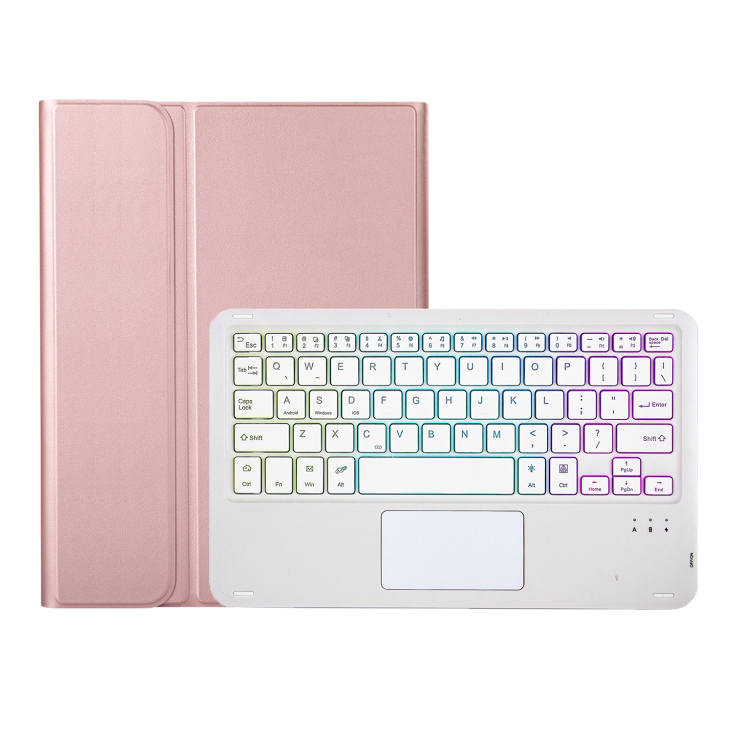 For Samsung Galaxy Tab S8 / S7 A700B-AS Lambskin Texture Backlight Bluetooth Keyboard Leather Tablet Case(Rose Gold)_voghion.com