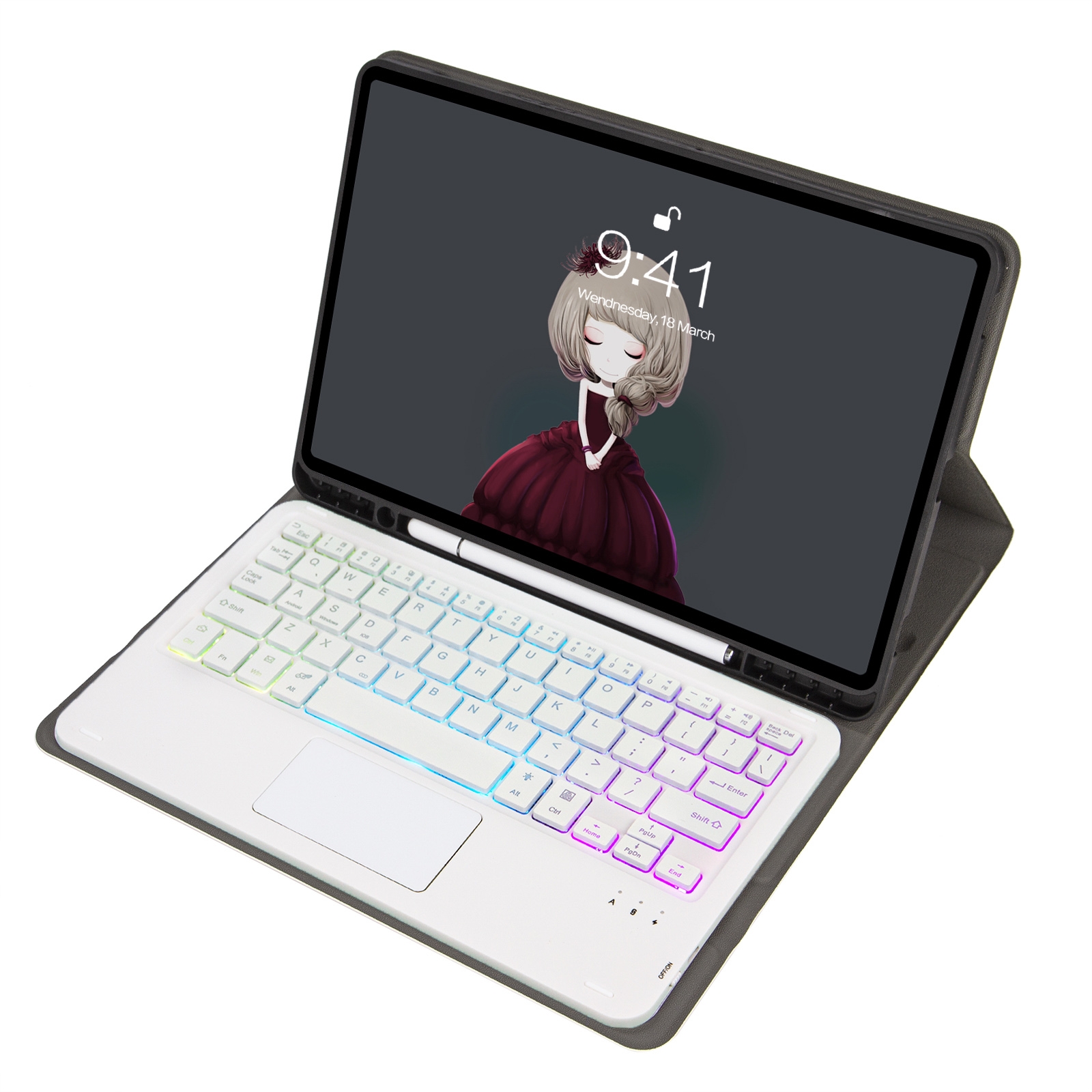 For Samsung Galaxy Tab S8 / S7 A700B-AS Lambskin Texture Backlight Bluetooth Keyboard Leather Tablet Case(Rose Gold)_voghion.com
