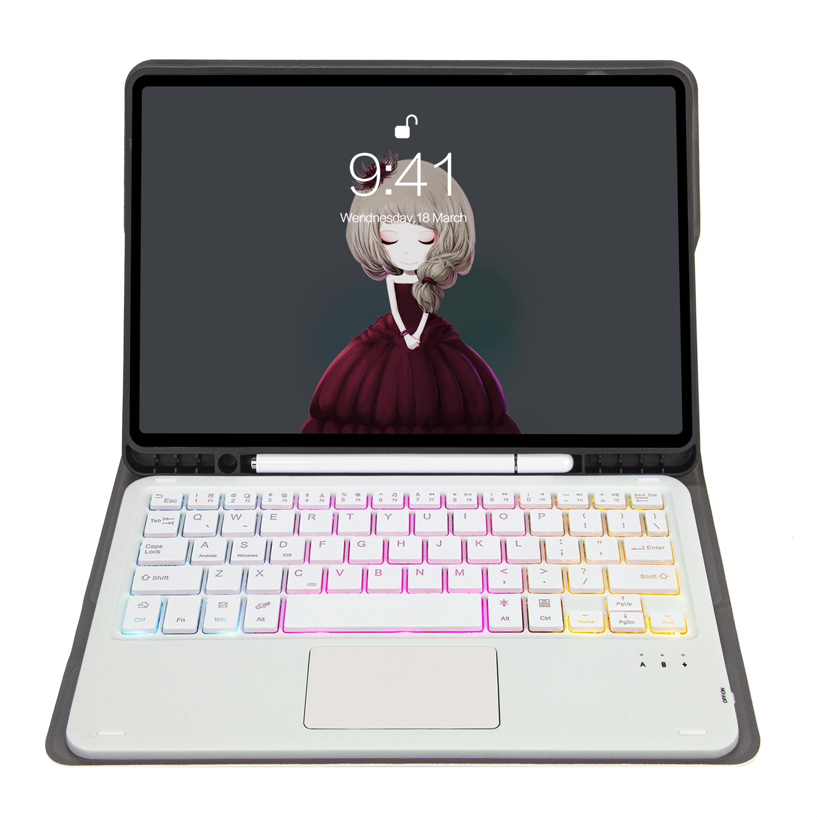 For Samsung Galaxy Tab S8 / S7 A700B-AS Lambskin Texture Backlight Bluetooth Keyboard Leather Tablet Case(Rose Gold)_voghion.com