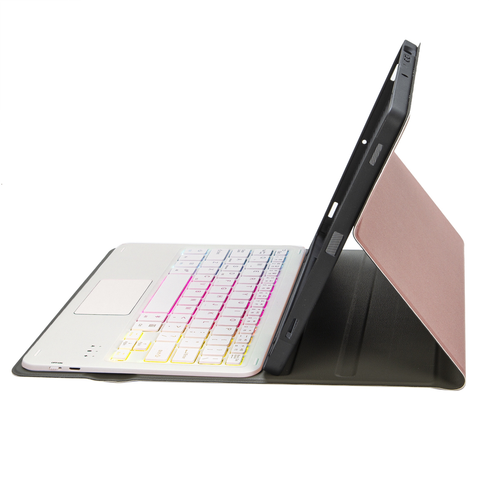 For Samsung Galaxy Tab S8 / S7 A700B-AS Lambskin Texture Backlight Bluetooth Keyboard Leather Tablet Case(Rose Gold)_voghion.com