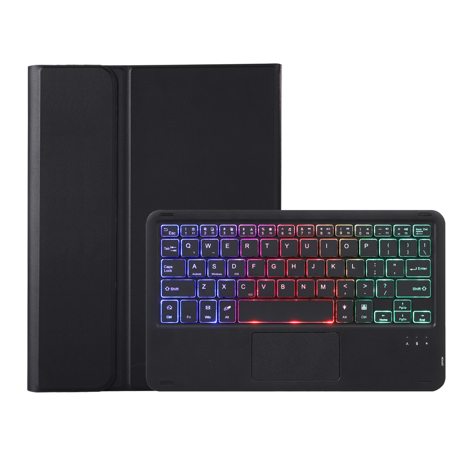 For Samsung Galaxy Tab A8 10.5 (2021) A08B-AS Lambskin Texture Backlight Bluetooth Keyboard Leather Tablet Case(Black)_voghion.com
