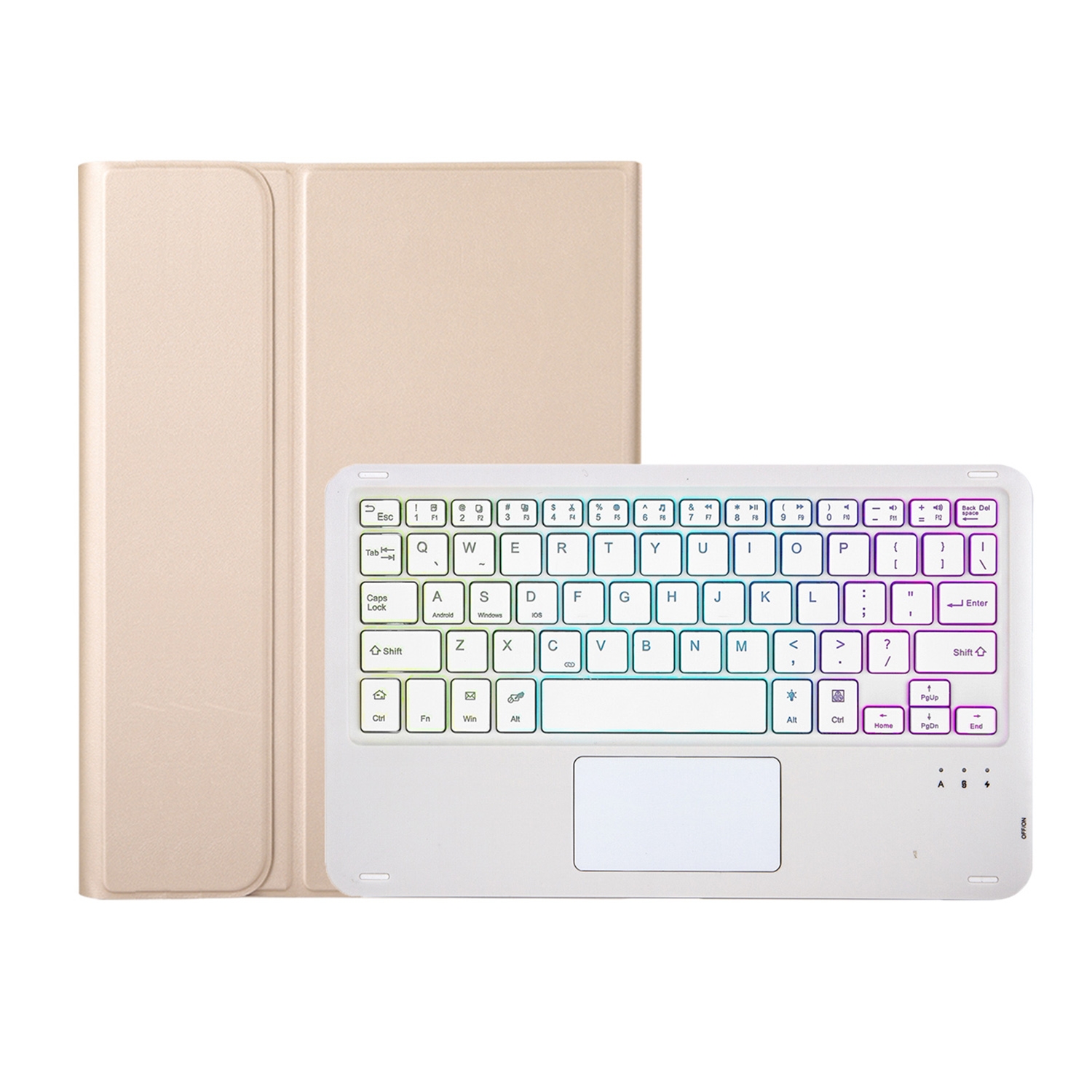 For Samsung Galaxy Tab S6 Lite A610B-AS Lambskin Texture Backlight Bluetooth Keyboard Leather Tablet Case(Gold)_voghion.com