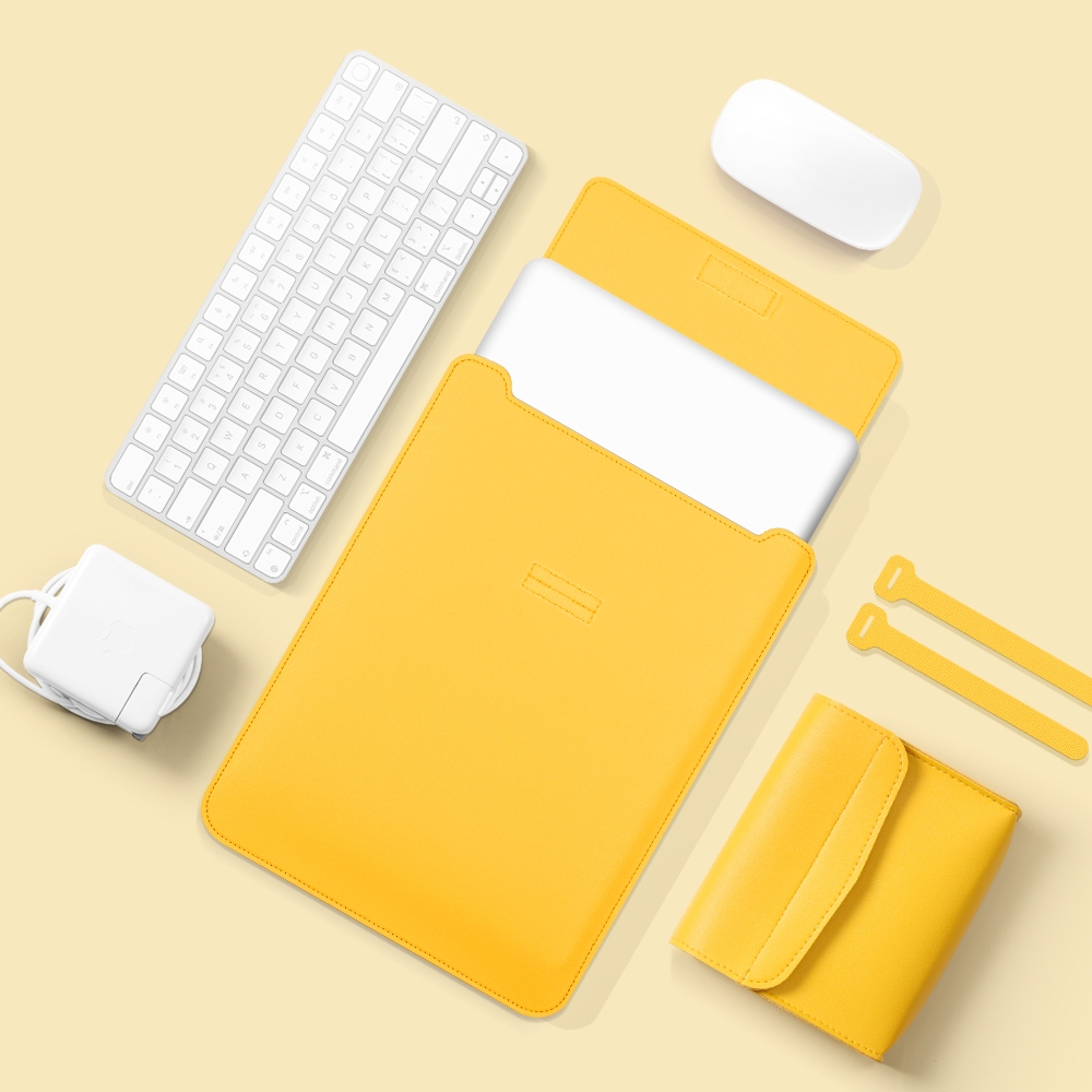Borsa per computer in pelle leggera e portatile 4 in 1, dimensioni: 15,4/15,6/16,1 pollici (giallo)_voghion.com