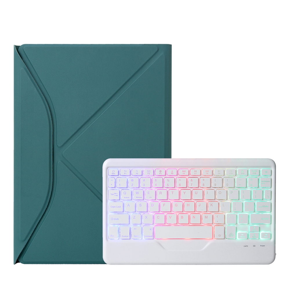 Z102BS Pen Slot Backlight Bluetooth Keyboard Leather Tablet Case For iPad 10.2 2021/2020/2019(Green)_voghion.com