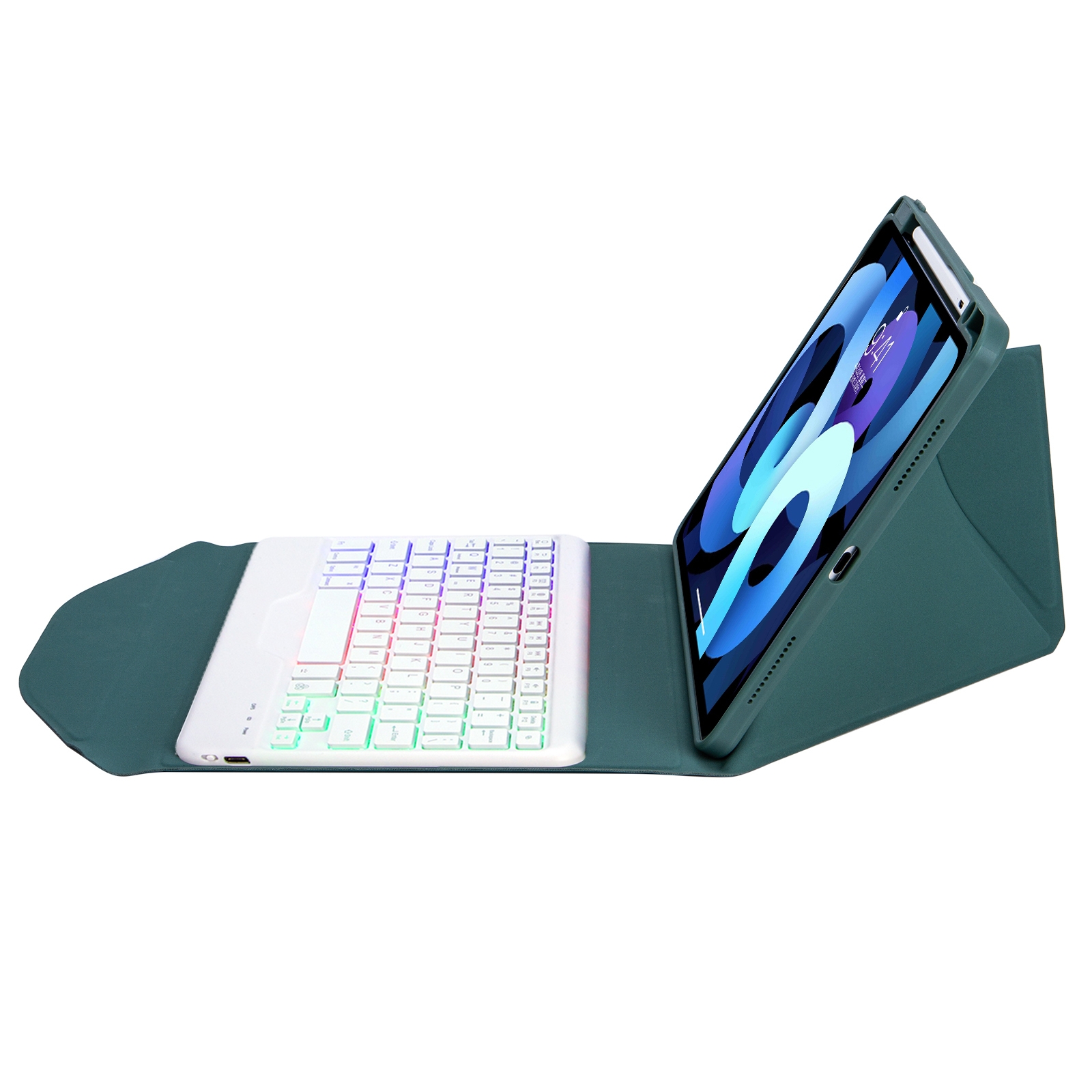 Z102BS Pen Slot Backlight Bluetooth Keyboard Leather Tablet Case For iPad 10.2 2021/2020/2019(Green)_voghion.com