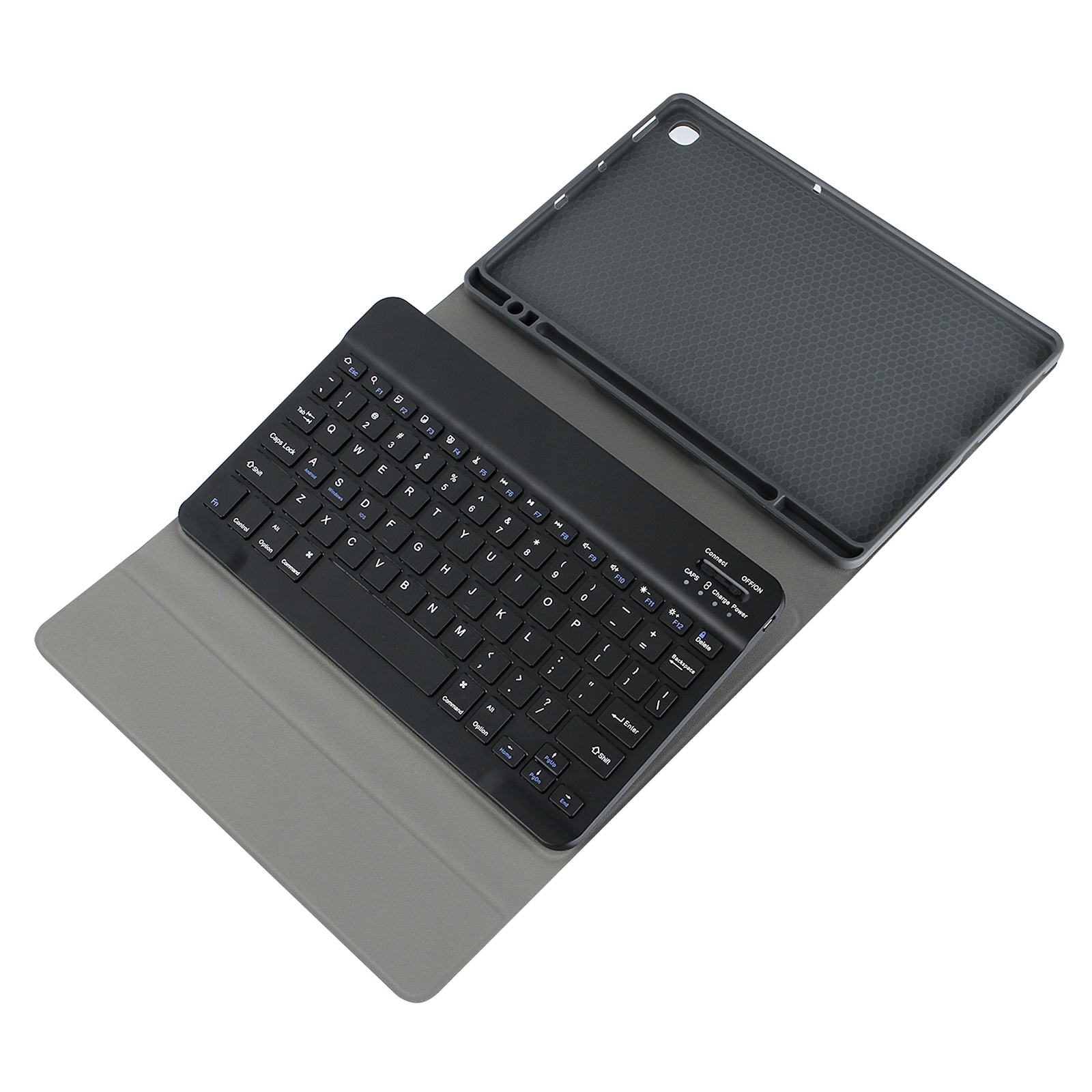 Samsung Galaxy Tab S7 (Koyu Mavi) için Kalem Yuvalı Kare Kapaklı Bluetooth Klavye Deri Kılıf_voghion.com