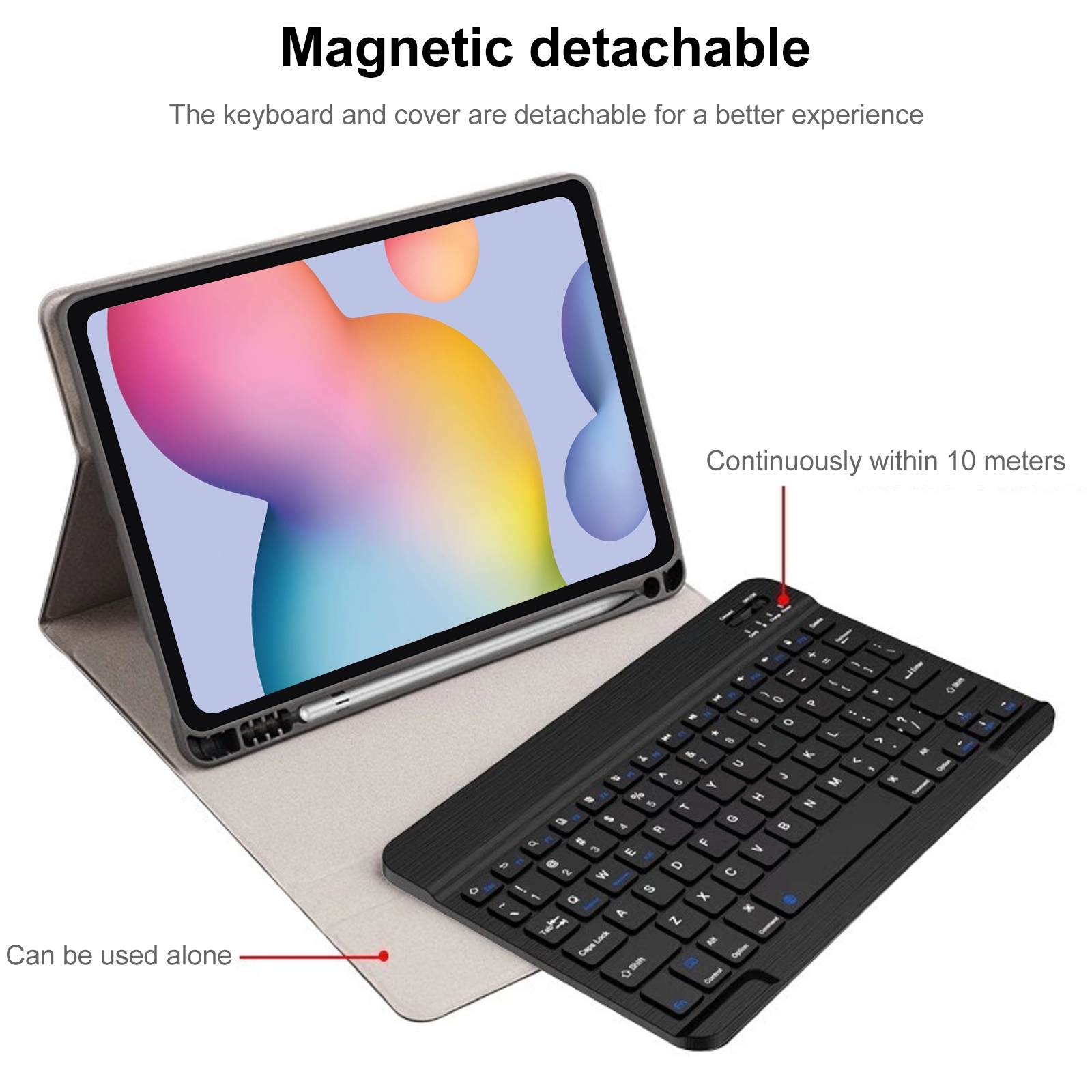 Samsung Galaxy Tab S7 (Koyu Mavi) için Kalem Yuvalı Kare Kapaklı Bluetooth Klavye Deri Kılıf_voghion.com