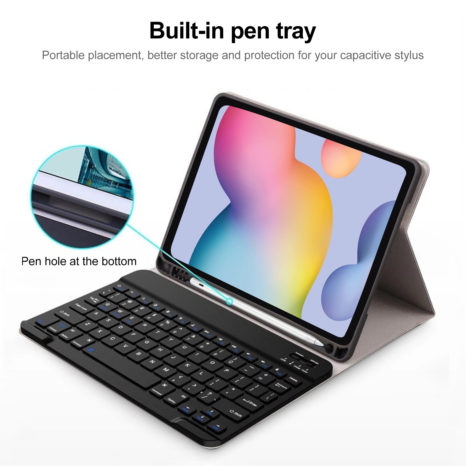 A7 Square Cap Bluetooth Keyboard Leather Case with Pen Slot For Samsung Galaxy Tab A7 10.4 2020(Green)_voghion.com