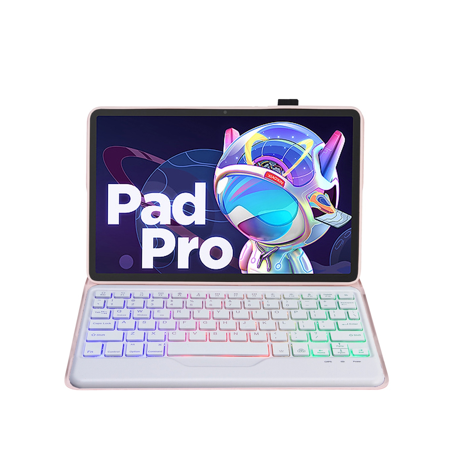 AM18-BS Tri-color Backlight Bluetooth Keyboard Leather Case For Lenovo XiaoXin Pad Pro 2022 11.2 inch(Pink)_voghion.com