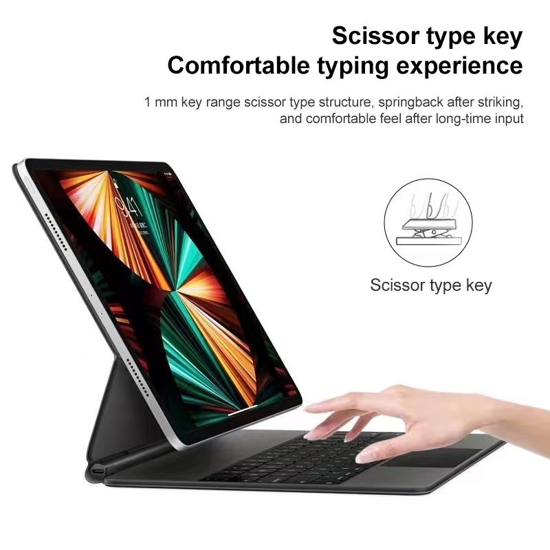 For iPad Air 5 / 4 10.9 inch P10 Bluetooth Keyboard Leather Case with Touch Pad(White)_voghion.com