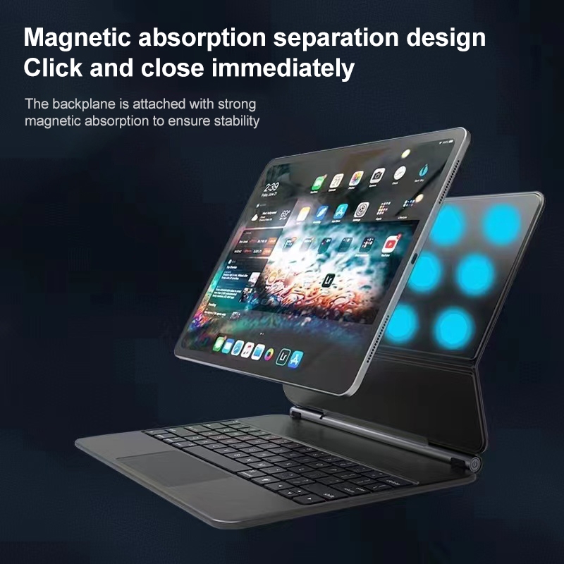 For iPad Air 5 / 4 10.9 inch P10 Bluetooth Keyboard Leather Case with Touch Pad(White)_voghion.com