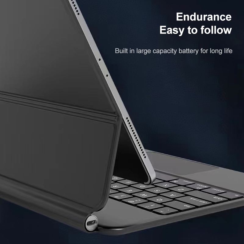 For iPad Air 5 / 4 10.9 inch P10 Bluetooth Keyboard Leather Case with Touch Pad(White)_voghion.com
