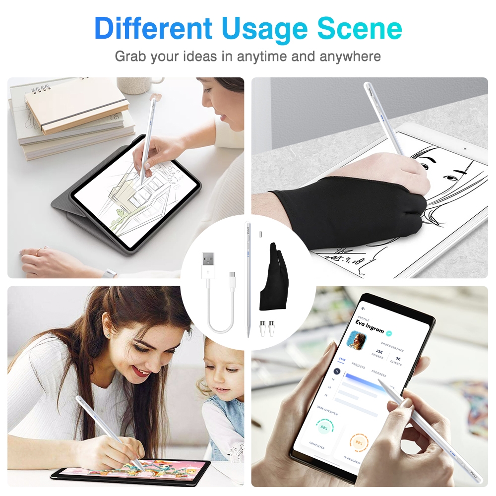 BP17-BL Type-C Universal Magnetic Bluetooth Stylus Pen(White)_voghion.com