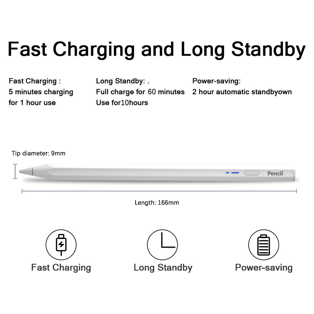 BP18-BL Type-C Universal Hexagonal Bluetooth Stylus Pen(White)_voghion.com