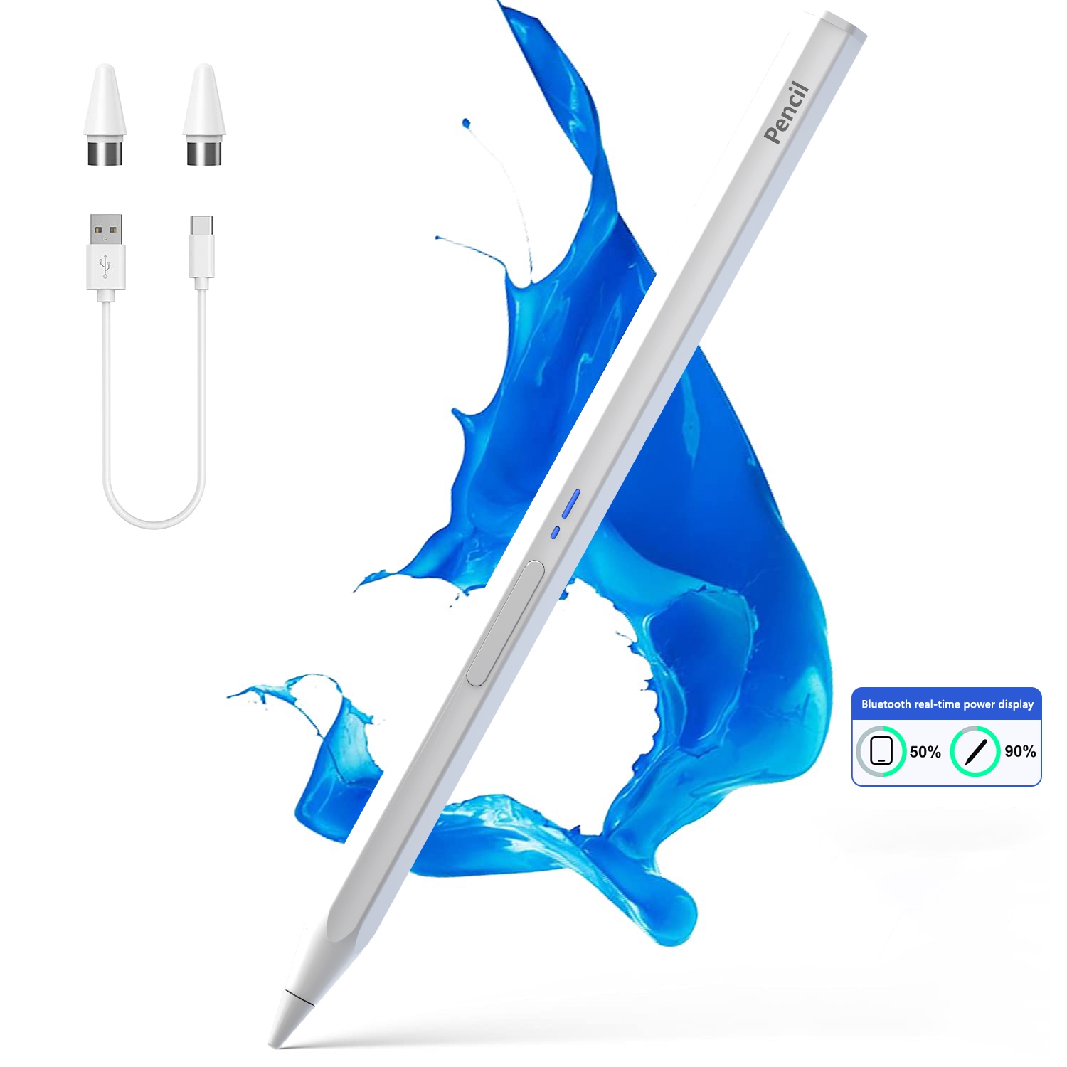 BP19-BL Type-C Universal Magnetic Hexagon Bluetooth Stylus Pen(White)_voghion.com
