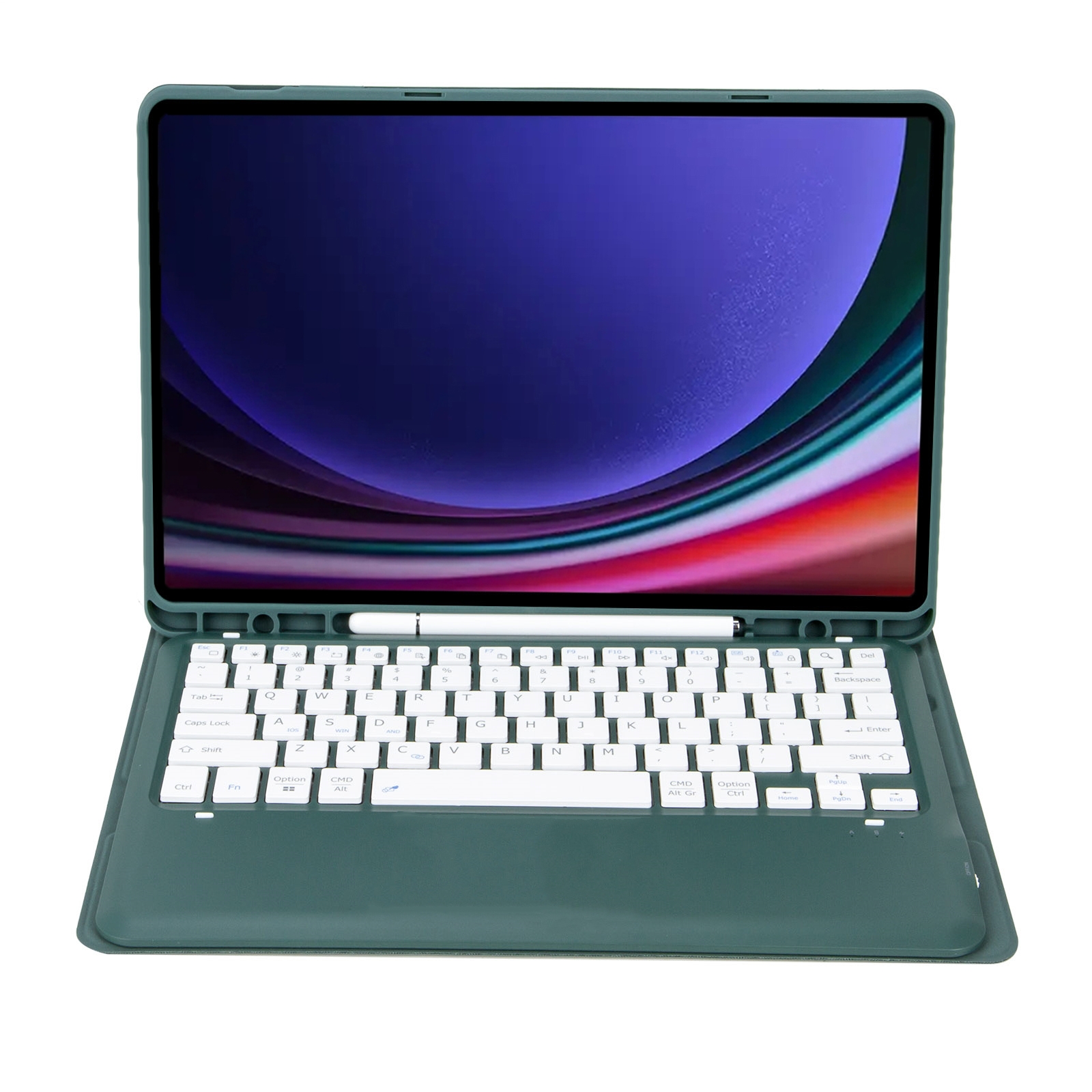 For Samsung Galaxy Tab S9+ A810B Pen Slot Detachable Bluetooth Keyboard Leather Tablet Case(Dark Green)_voghion.com