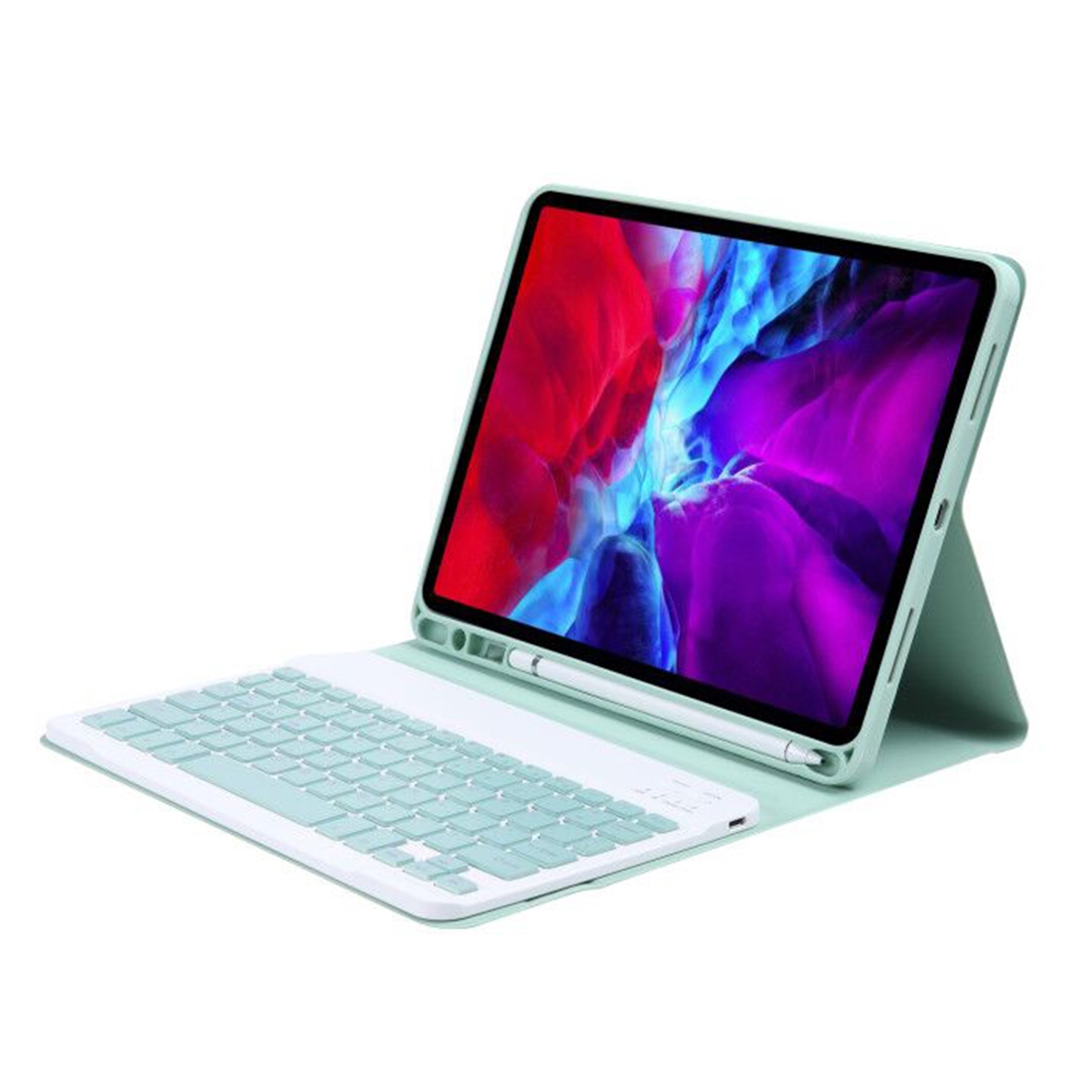 C-11B For iPad Pro 11 inch (2020) Detachable ABS Candy Color Bluetooth Keyboard Tablet Case with Stand & Pen Slot(Green)_voghion.com