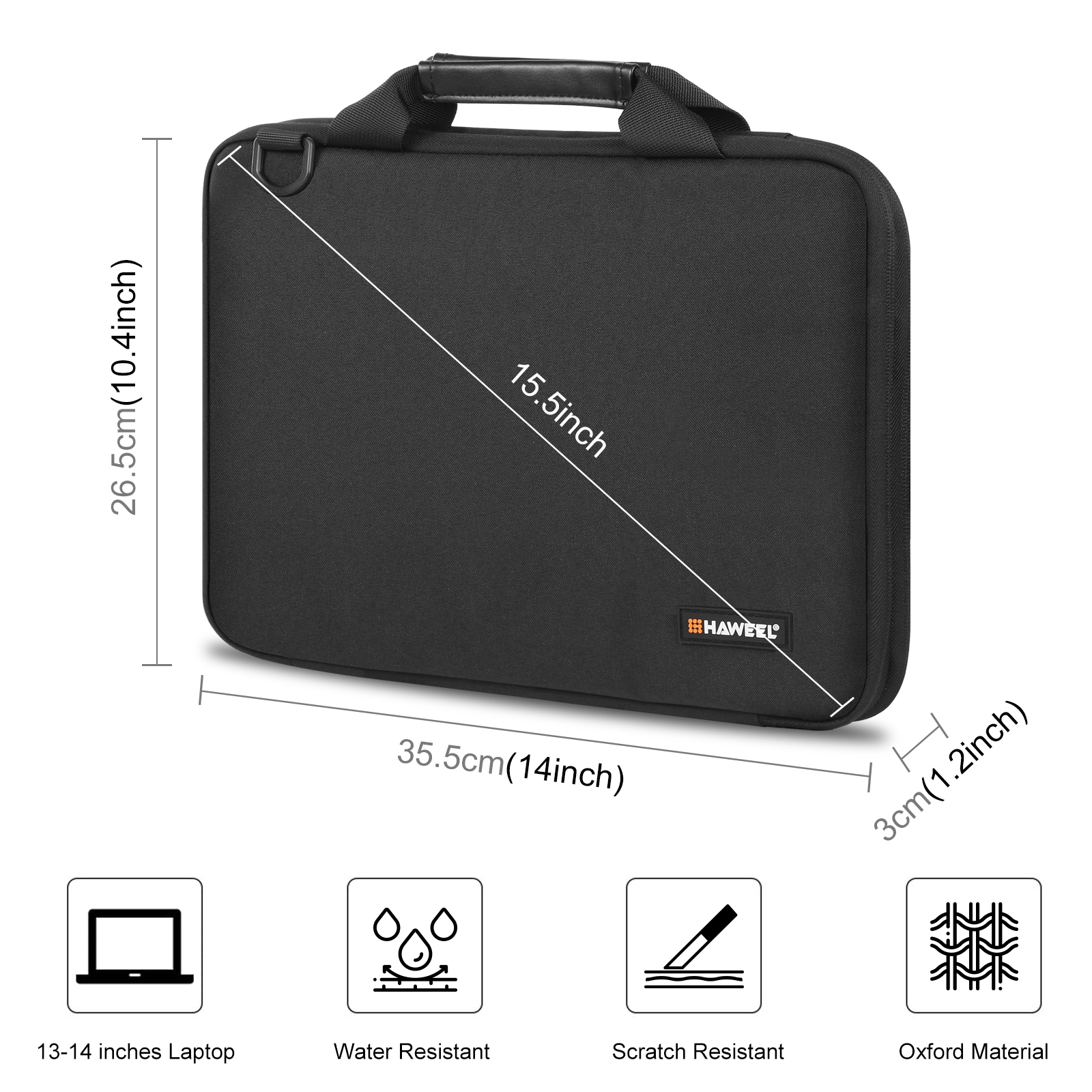 Borsa per laptop a tracolla con valigetta da 13,0 pollici-14,0 pollici per MacBook, Lenovo Thinkpad, ASUS, HP (nero)_voghion.com