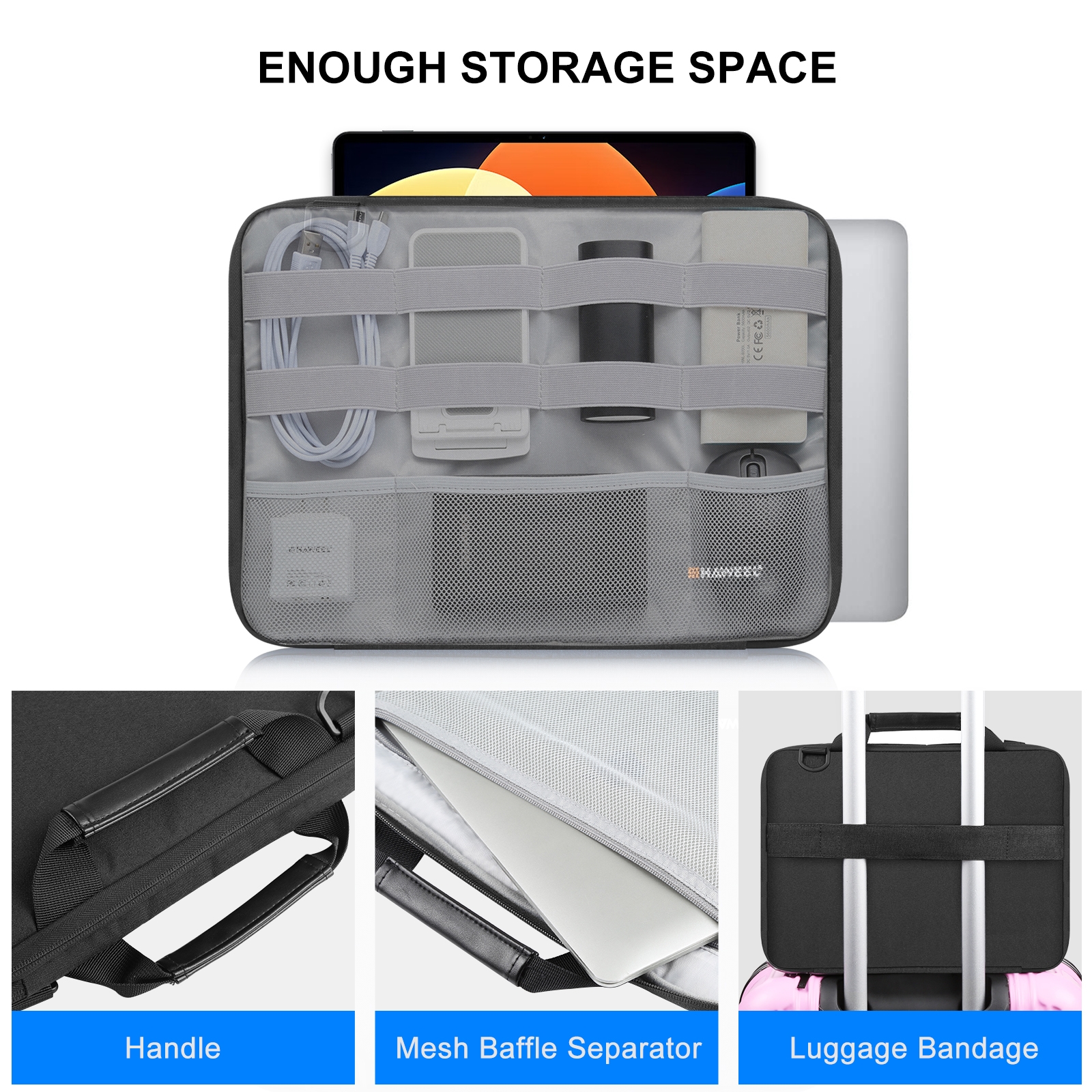 Borsa per laptop a tracolla con valigetta da 13,0 pollici-14,0 pollici per MacBook, Lenovo Thinkpad, ASUS, HP (nero)_voghion.com