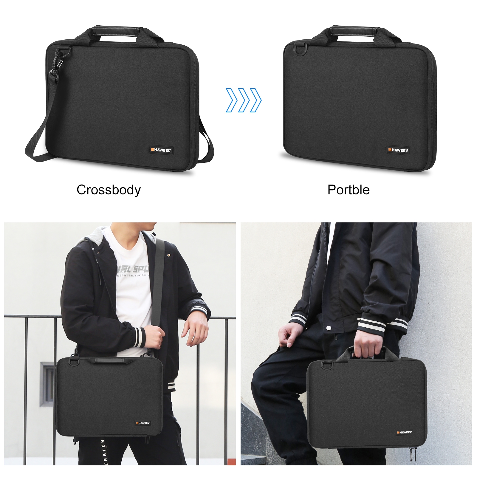 Borsa per laptop a tracolla con valigetta da 13,0 pollici-14,0 pollici per MacBook, Lenovo Thinkpad, ASUS, HP (nero)_voghion.com