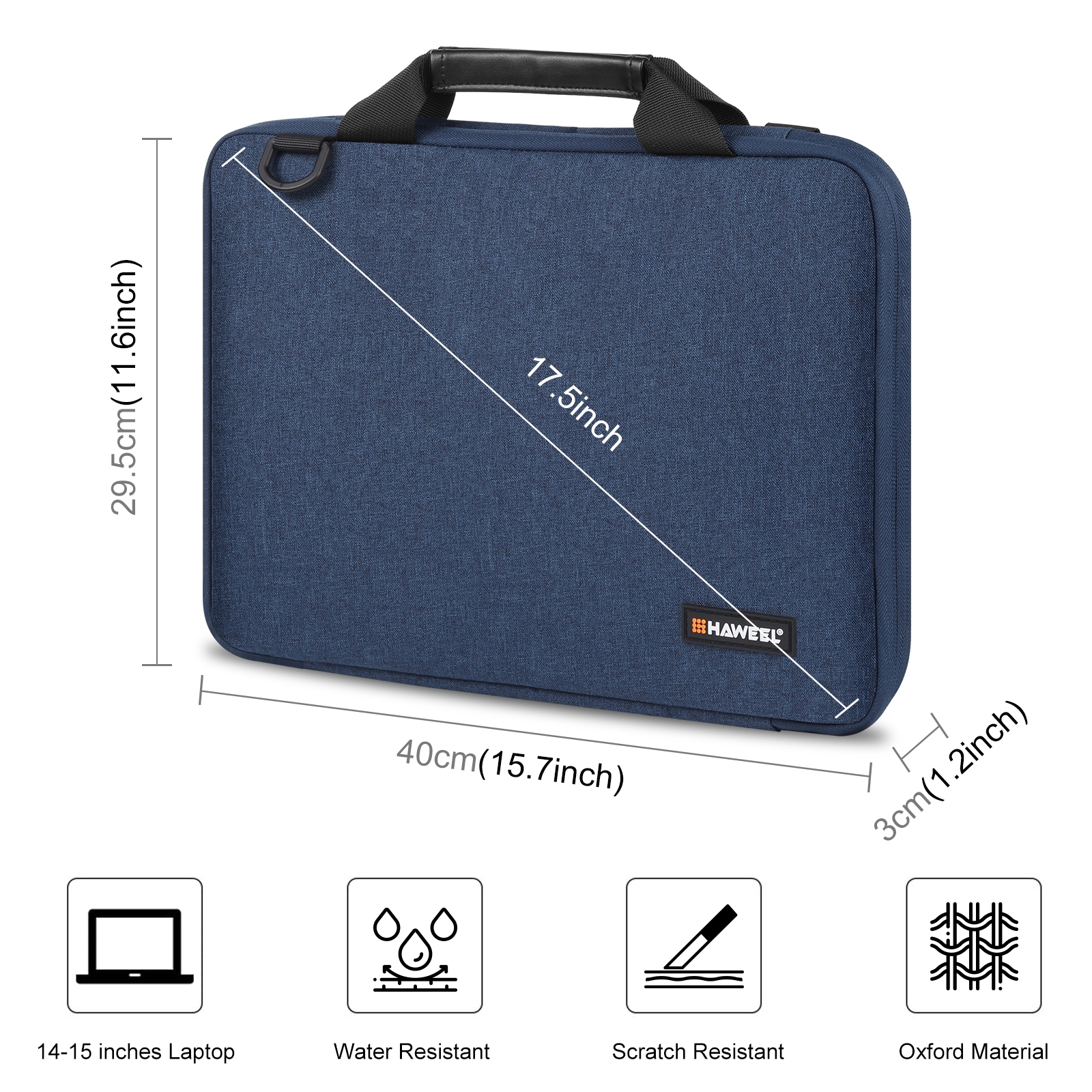 Maletín cruzado para portátil de 14,0 a 16,0 pulgadas para Macbook, Lenovo Thinkpad, ASUS, HP (azul marino)_voghion.com