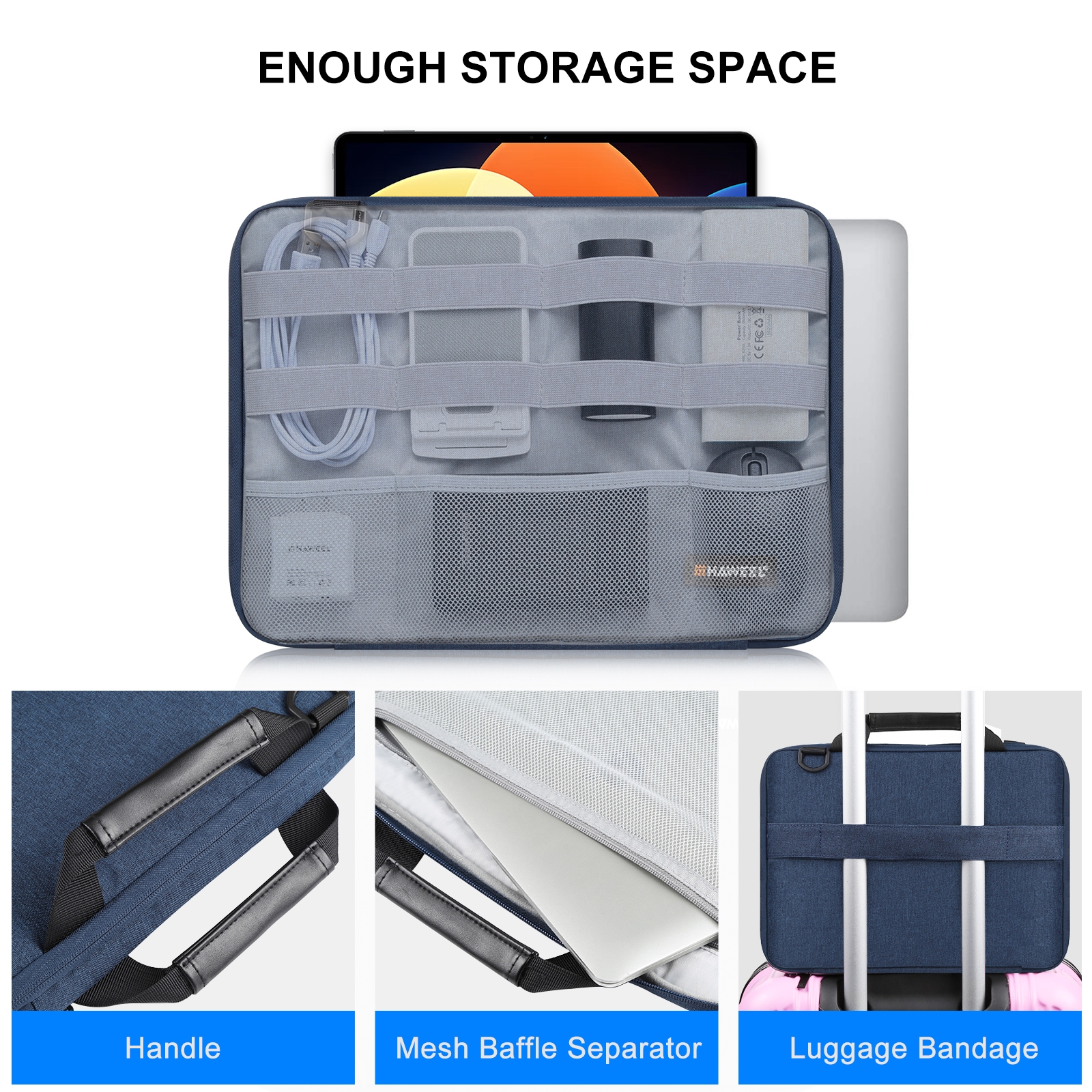 Maletín cruzado para portátil de 14,0 a 16,0 pulgadas para Macbook, Lenovo Thinkpad, ASUS, HP (azul marino)_voghion.com