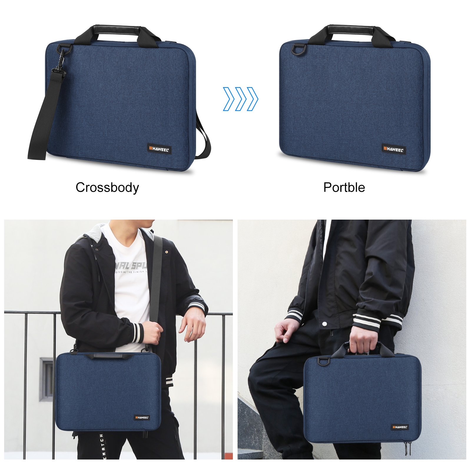 Maletín cruzado para portátil de 14,0 a 16,0 pulgadas para Macbook, Lenovo Thinkpad, ASUS, HP (azul marino)_voghion.com