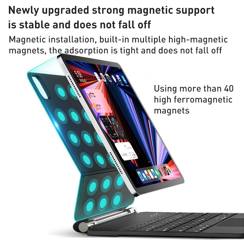 For iPad Air 2022 / 2020 T89 Magic Suspended Bluetooth Keyboard Leather Case(Black)_voghion.com