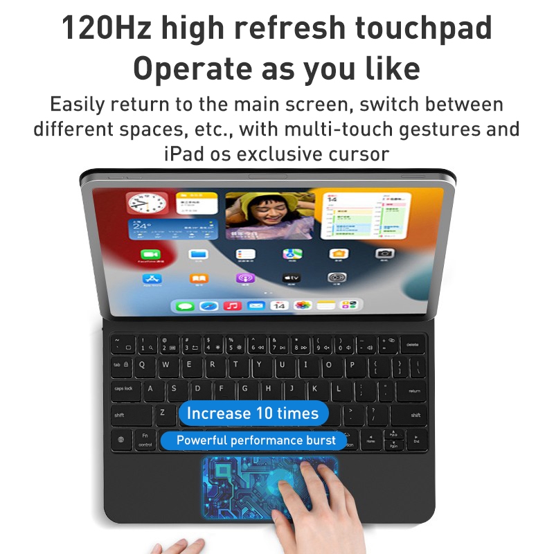 For iPad Air 2022 / 2020 T89 Magic Suspended Bluetooth Keyboard Leather Case(Black)_voghion.com