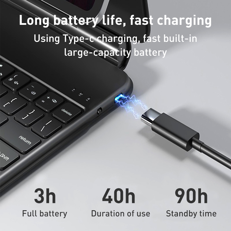 For iPad Air 2022 / 2020 T89 Magic Suspended Bluetooth Keyboard Leather Case(Black)_voghion.com