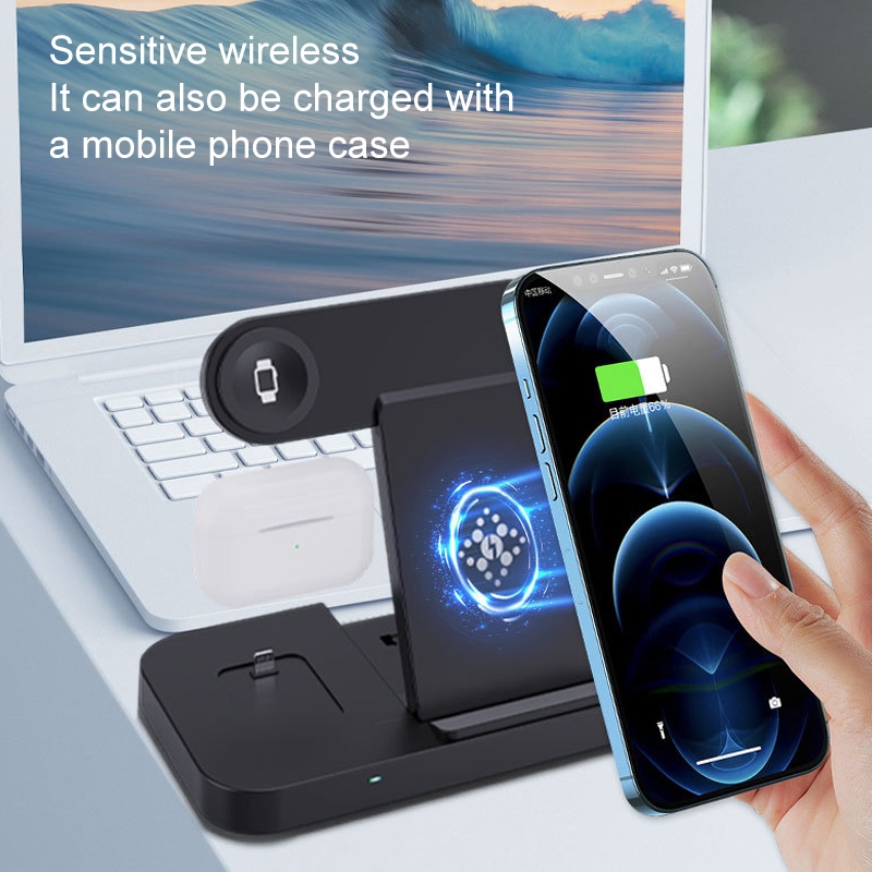 6 in 1 Multifunctional Foldable Vertical Wireless Charger (White)_voghion.com