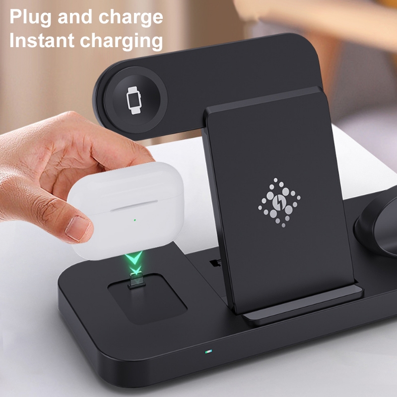 6 in 1 Multifunctional Foldable Vertical Wireless Charger (White)_voghion.com