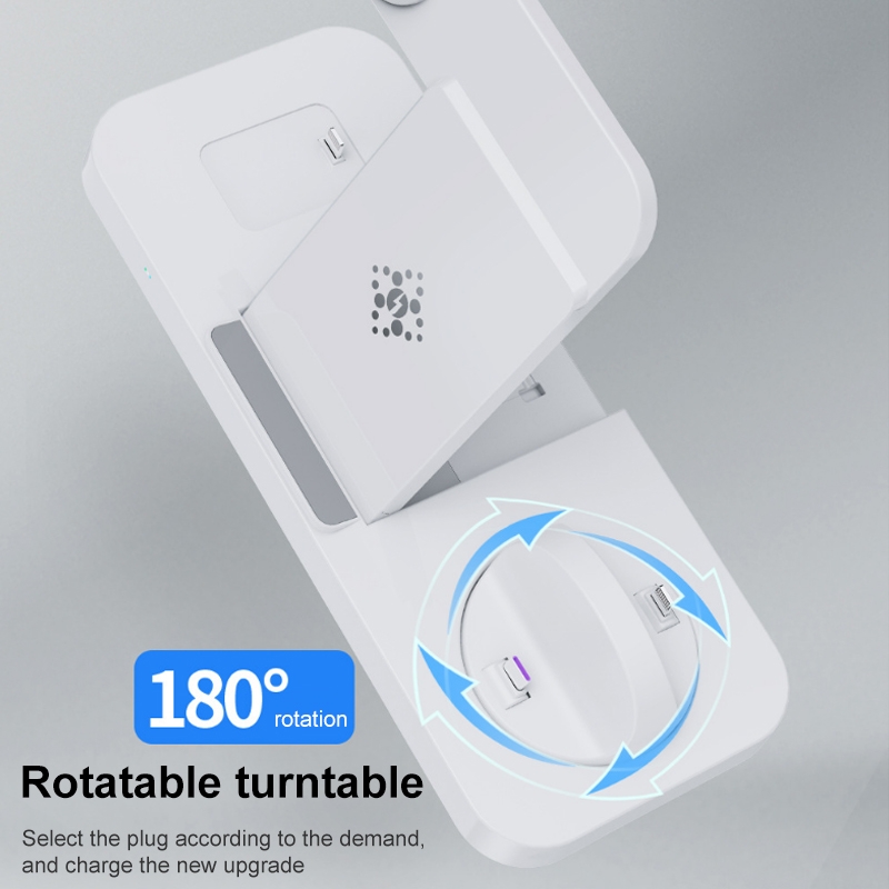 6 in 1 Multifunctional Foldable Vertical Wireless Charger (White)_voghion.com