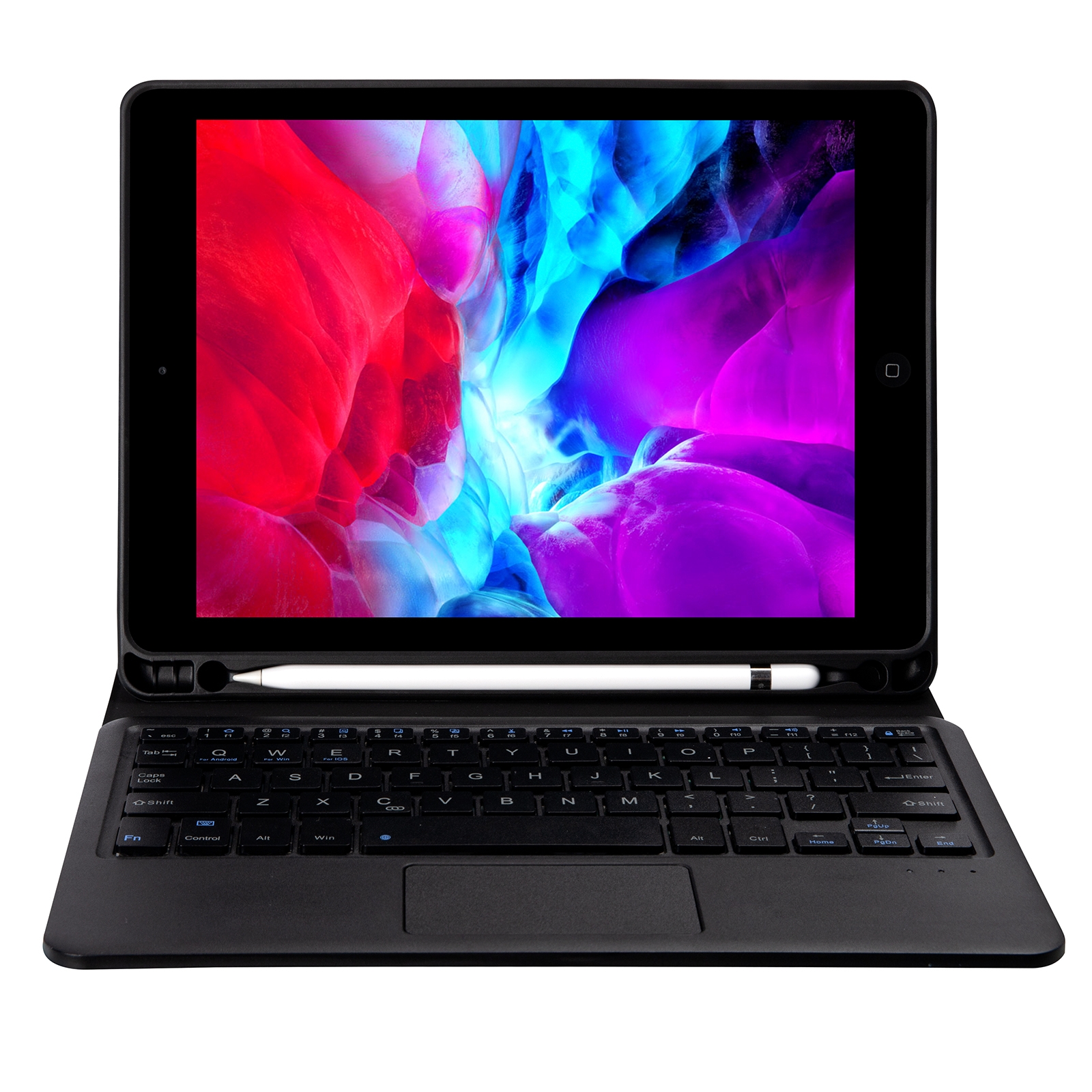 YT11B-A Abnehmbare bonbonfarbene Bluetooth-Tastatur-Tablet-Lederhülle mit Touchpad, Stiftschlitz und Halter für iPad Pro 11 Zoll 2021 (schwarz)_voghion.com