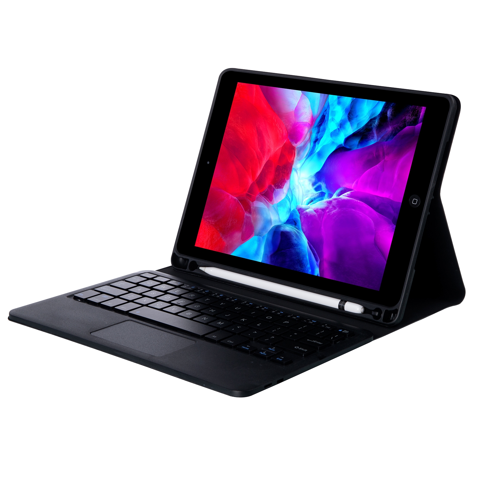 YT11B-A Abnehmbare bonbonfarbene Bluetooth-Tastatur-Tablet-Lederhülle mit Touchpad, Stiftschlitz und Halter für iPad Pro 11 Zoll 2021 (schwarz)_voghion.com