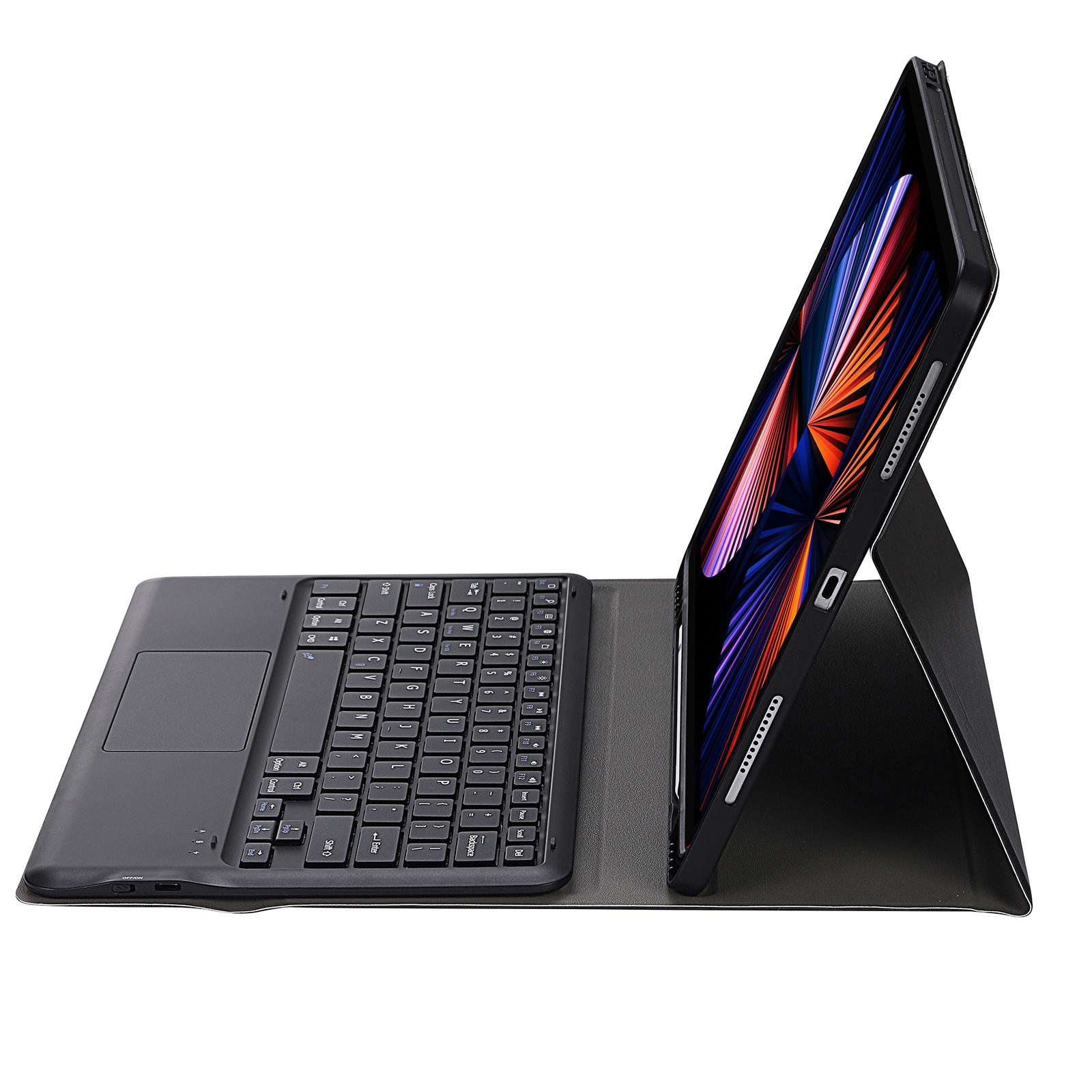 A12B-A Ultra-thin ABS Detachable Bluetooth Keyboard Tablet Case with Touchpad & Pen Slot & Holder for iPad Pro 12.9 2021 / 2020 / 2018 (Black)_voghion.com