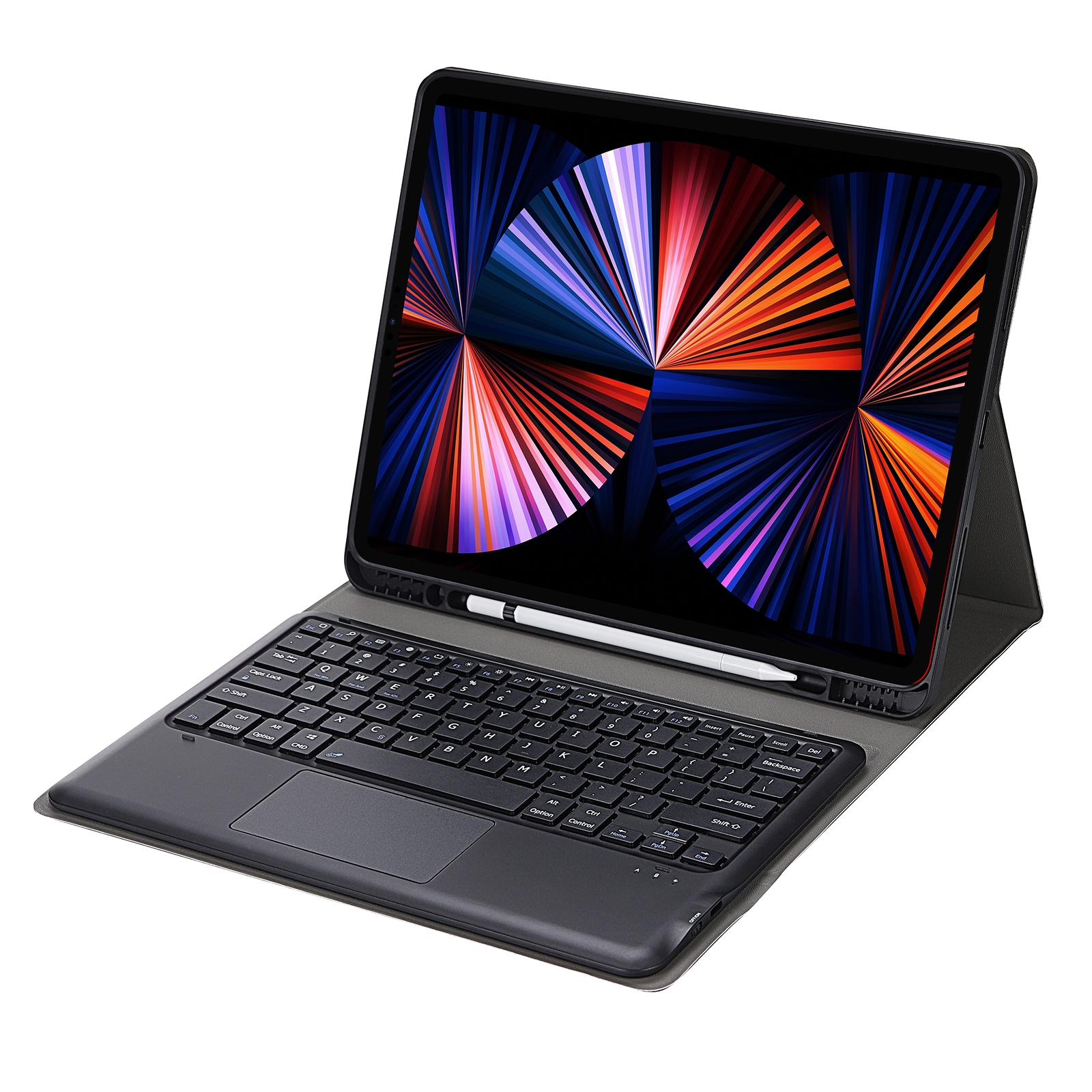 A12B-A Ultra-thin ABS Detachable Bluetooth Keyboard Tablet Case with Touchpad & Pen Slot & Holder for iPad Pro 12.9 2021 / 2020 / 2018 (Gold)_voghion.com