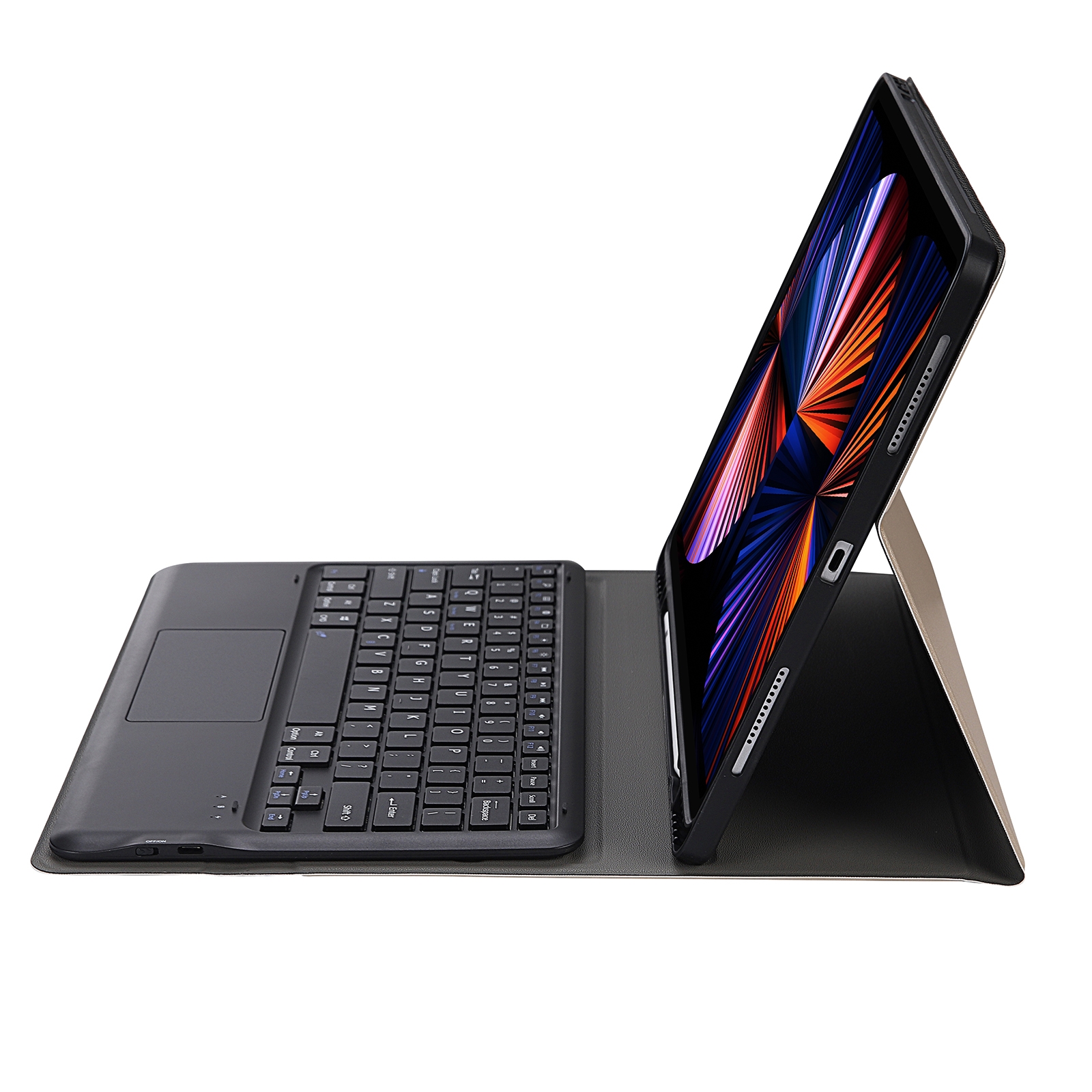 A12B-A Ultra-thin ABS Detachable Bluetooth Keyboard Tablet Case with Touchpad & Pen Slot & Holder for iPad Pro 12.9 2021 / 2020 / 2018 (Gold)_voghion.com