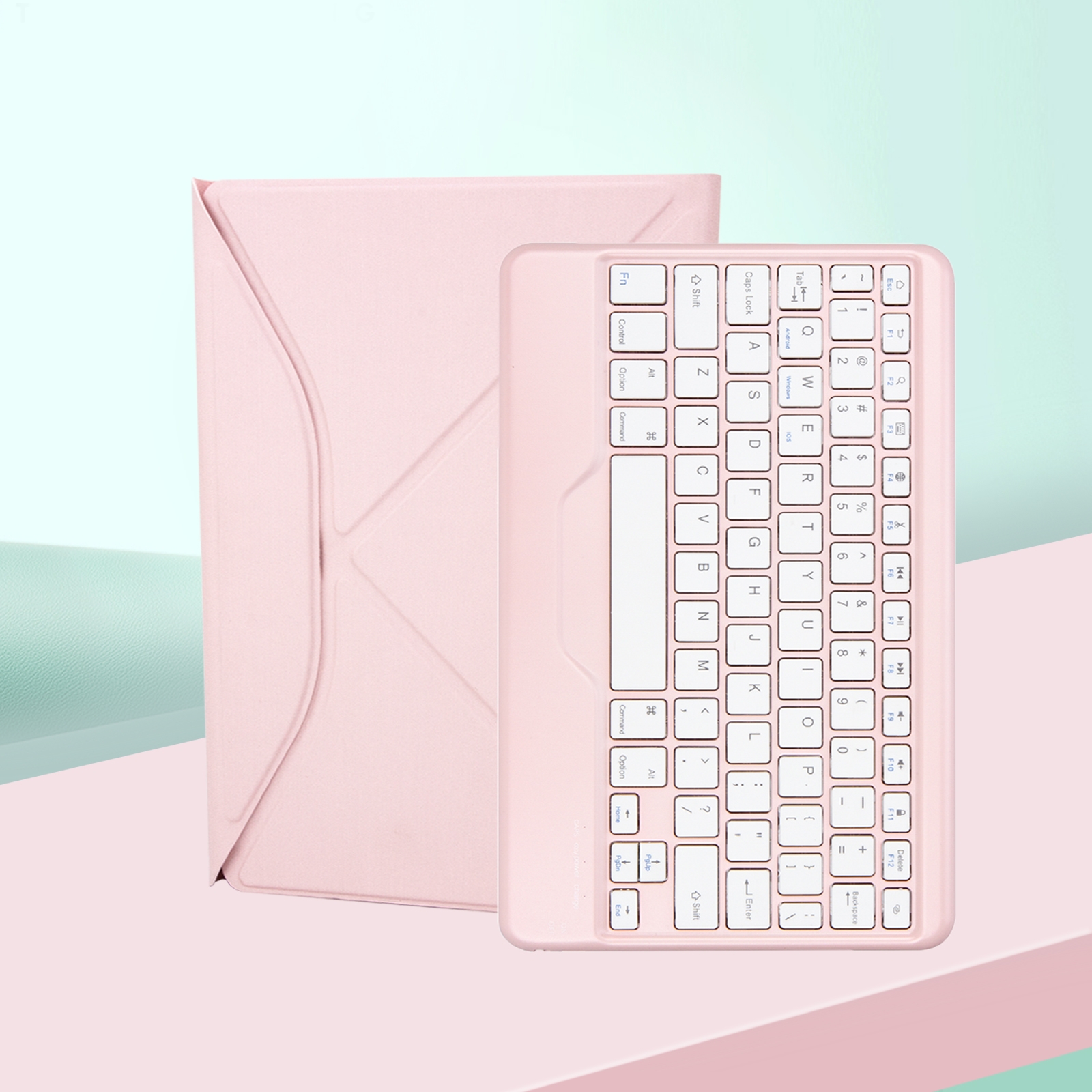 Z102B Klawiatura Bluetooth z miejscem na pióro Skórzane etui na tablet iPad 10.2 2021/2020/2019 (różowy)_voghion.com