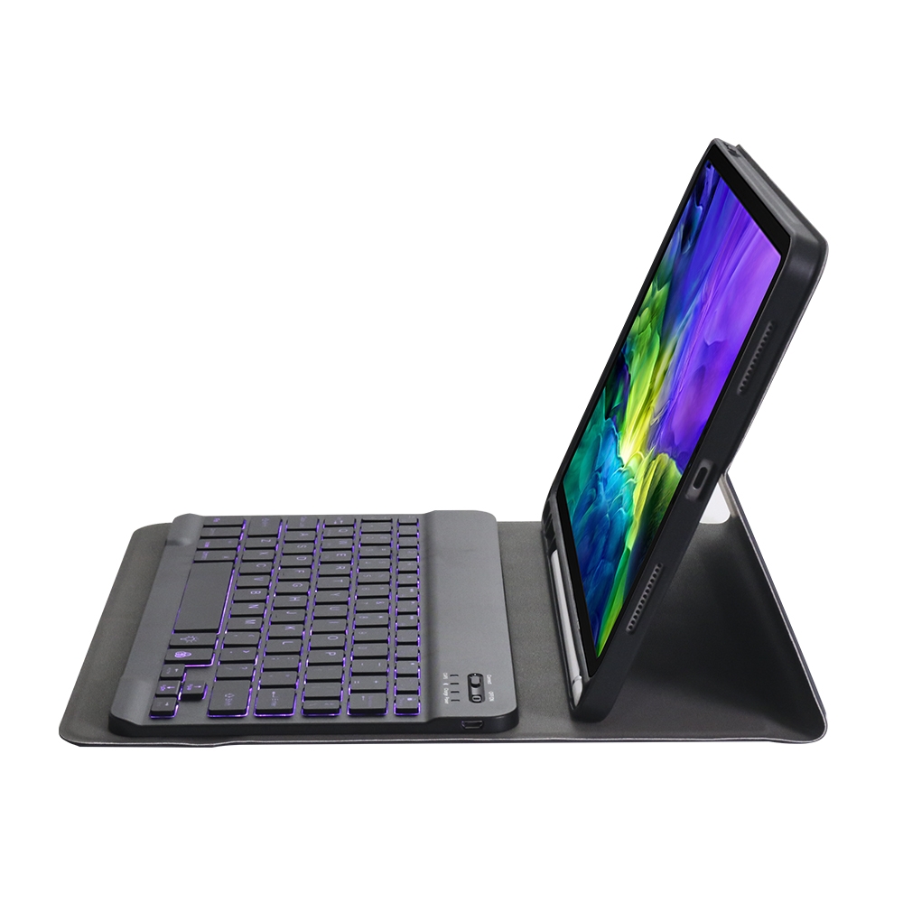 A11BS 2020 Ultra-thin ABS Detachable Bluetooth Keyboard Tablet Case for iPad Pro 11 inch (2020), with Backlight & Pen Slot & Holder (Dark Blue)_voghion.com