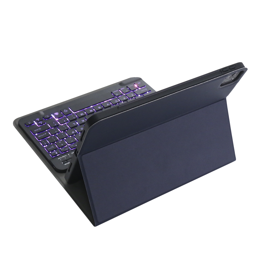 A11BS 2020 Ultra-thin ABS Detachable Bluetooth Keyboard Tablet Case for iPad Pro 11 inch (2020), with Backlight & Pen Slot & Holder (Dark Blue)_voghion.com