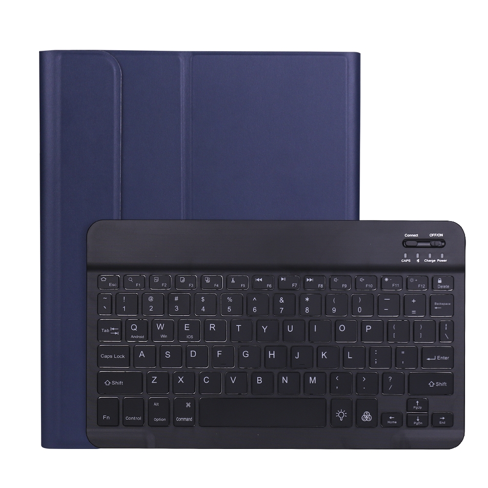 A11BS 2020 Ultra-thin ABS Detachable Bluetooth Keyboard Tablet Case for iPad Pro 11 inch (2020), with Backlight & Pen Slot & Holder (Dark Blue)_voghion.com