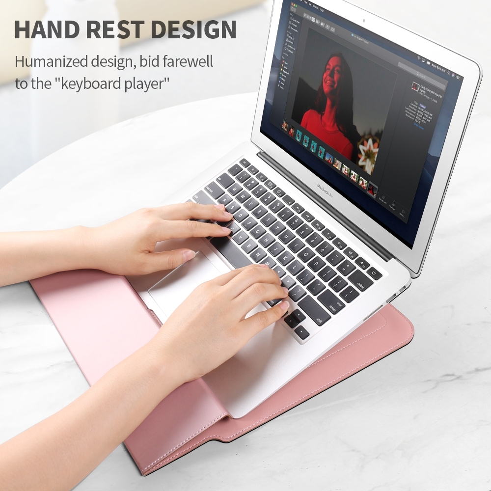 4-in-1-Universal-Laptophalter, wasserdichte PU-Laptoptasche mit Handgelenkschutz, Größe: 17 Zoll (rot)_voghion.com