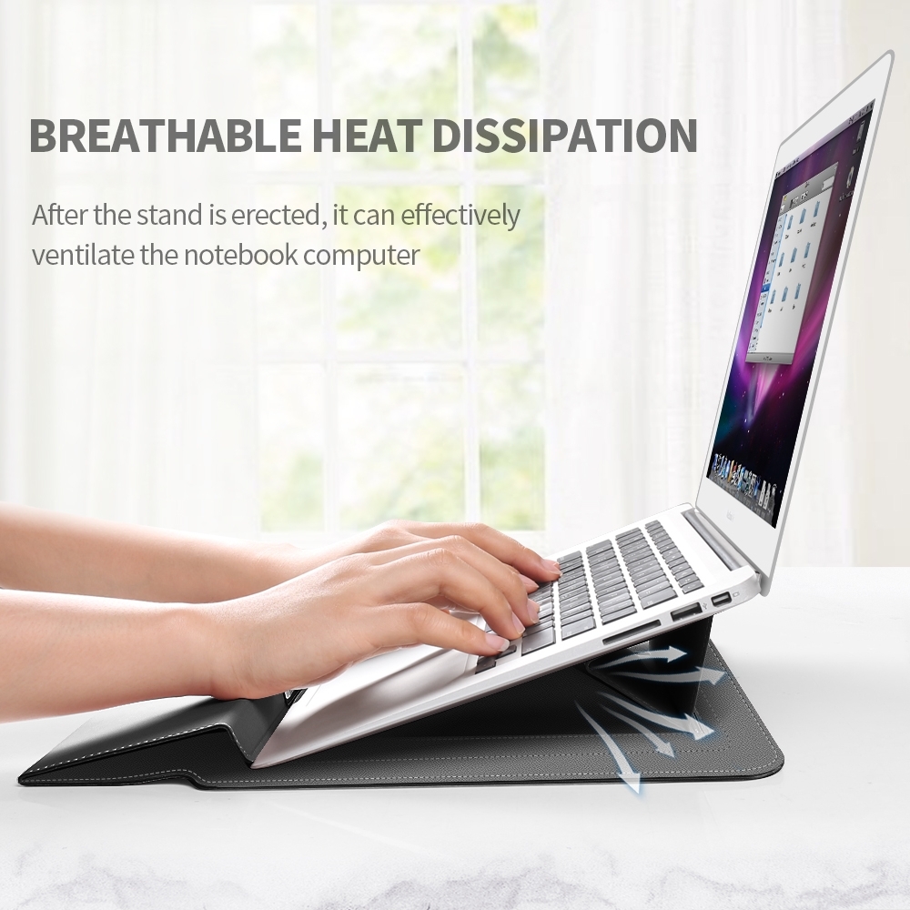 4-in-1-Universal-Laptophalter, wasserdichte PU-Laptoptasche mit Handgelenkschutz, Größe: 17 Zoll (rot)_voghion.com