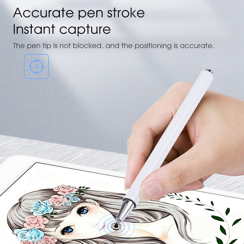 366 Universal Silicone Disc Nib Capacitive Stylus Pen with Magnetic Cap(White)_voghion.com