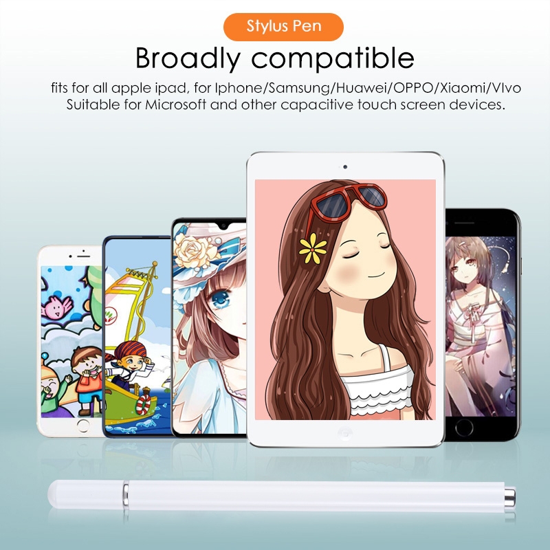 366 Universal Silicone Disc Nib Capacitive Stylus Pen with Magnetic Cap(White)_voghion.com