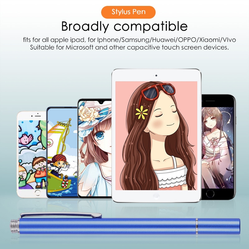 Universal Silicone Disc Nib Capacitive Stylus Pen (Blue)_voghion.com