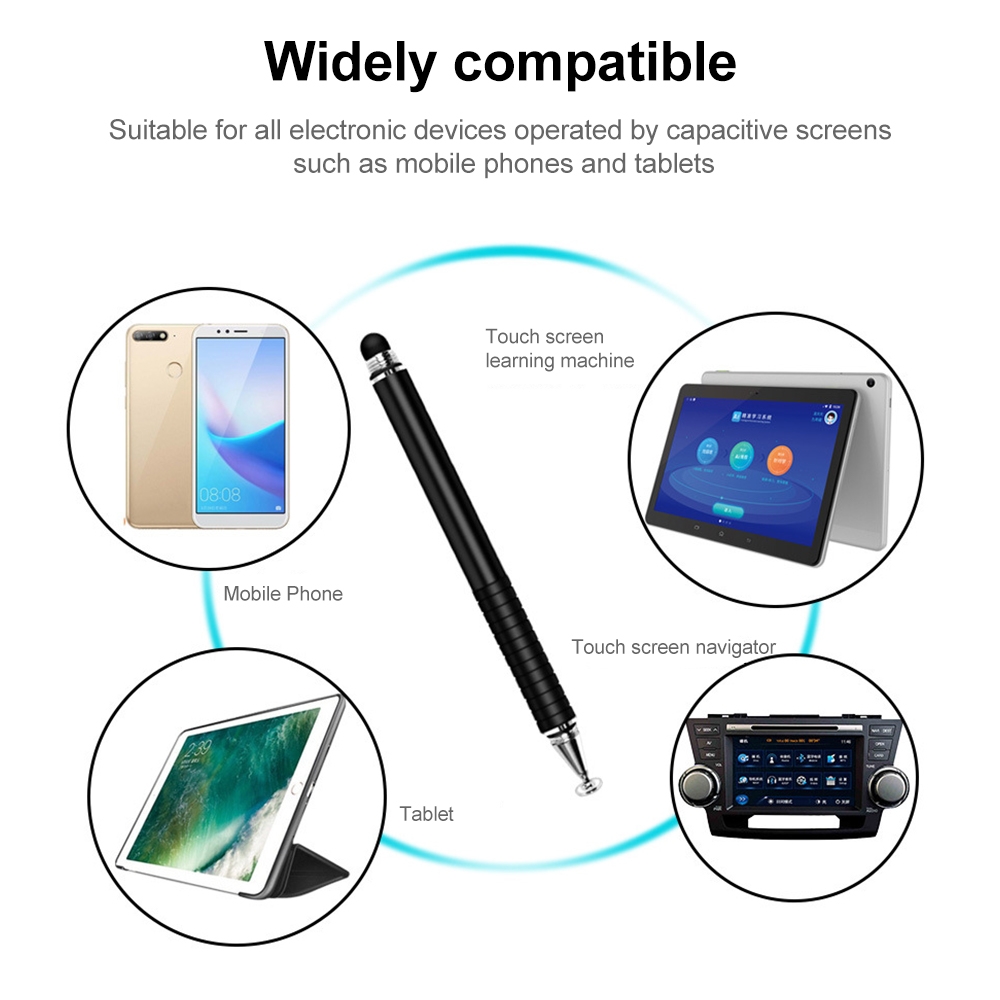 Stilou capacitiv metalic 2 în 1 cu ventuză, dublă atingere, cu ventuză (negru)_voghion.com