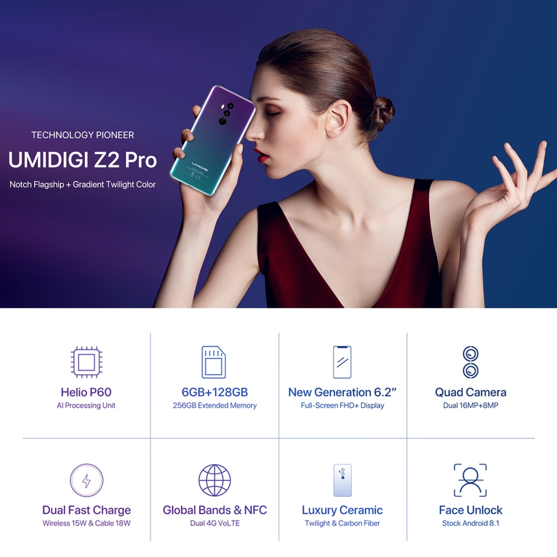 Смартфон UMIDIGI Z2 Pro Две СИМ в 4G 6GB+128GB Двойная задняя и двойная передняя камера (Фото 5) Проектор Смартфон UMIDIGI Z2 Pro Две СИМ в 4G 6GB+128GB Двойная задняя и двойная передняя камера (Фото 5)